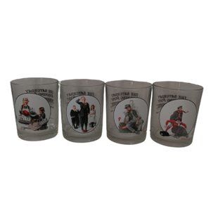The Norman Rockwell Saturday Evening Post Set 4 Tumbler Glasses